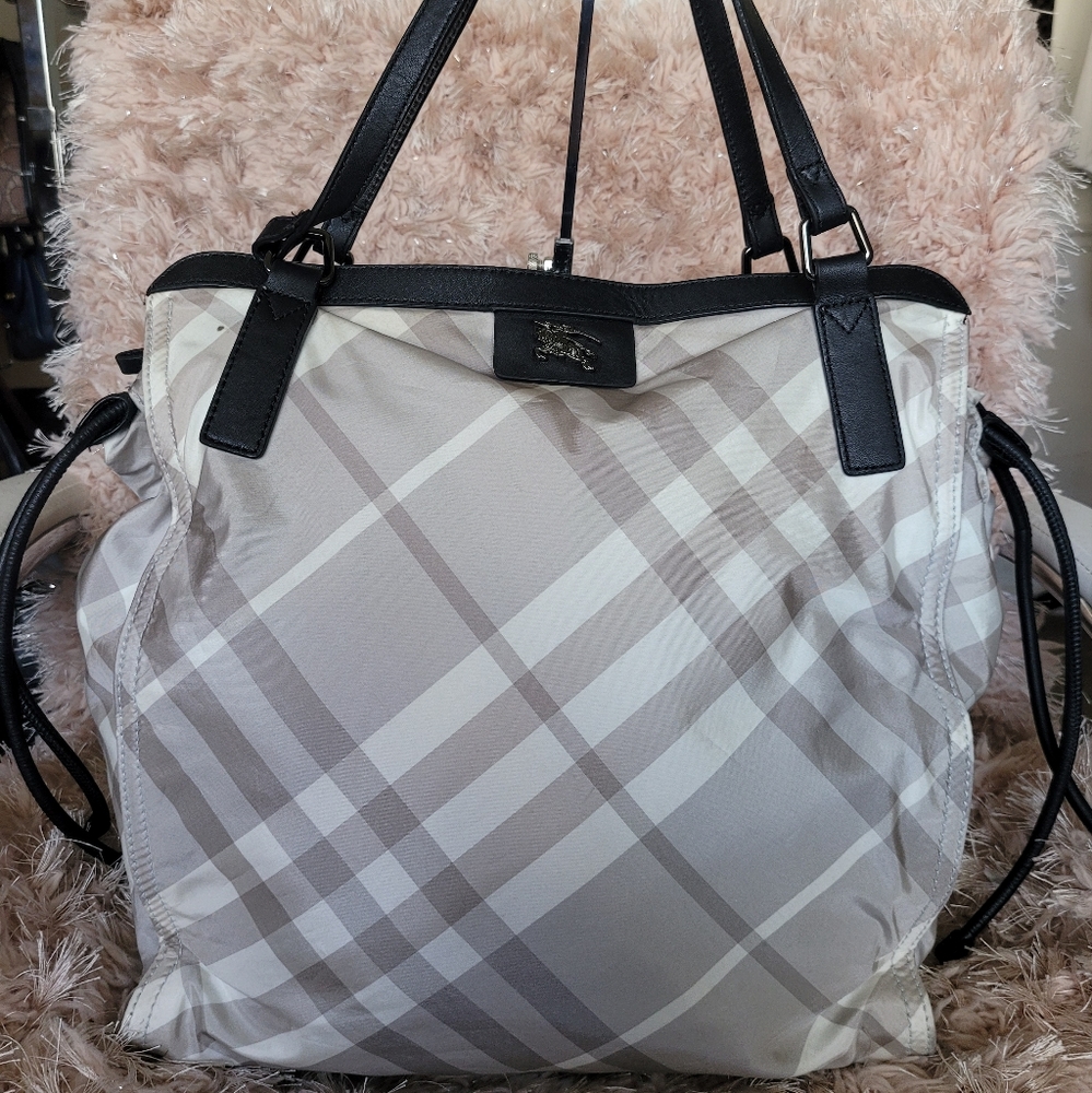 Burberry Buckleigh Nylon Leather Packable Tote